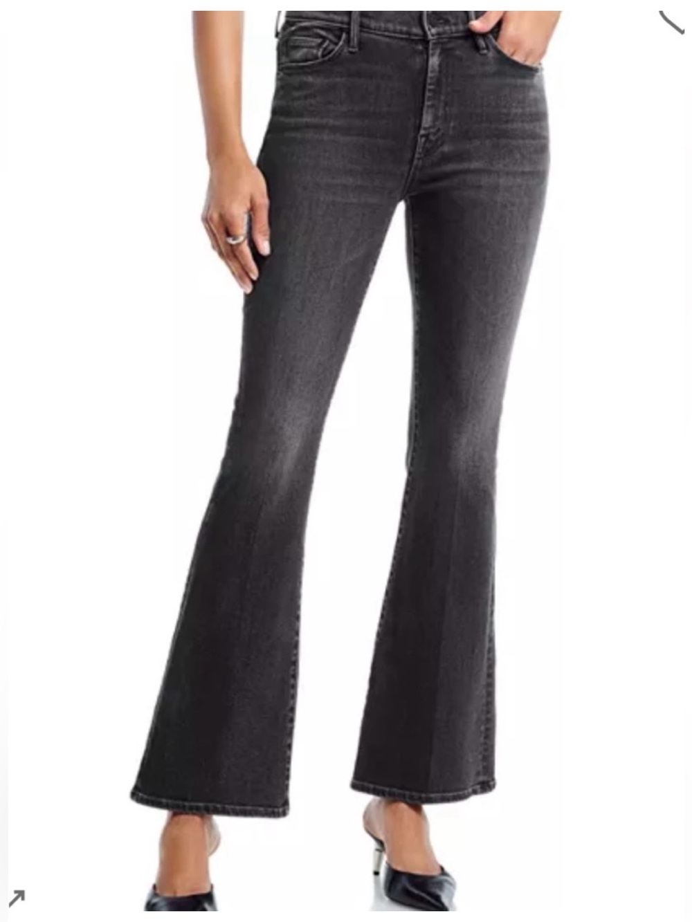Mother Women’s High-Rise Washed Black Flare Jeans in Wanted ☕️